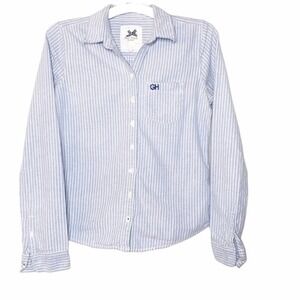 Gilly Hicks Blue & White Cotton Striped Button Up Medium